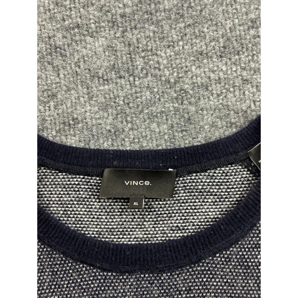 Vince Sweater Mens XL Blue Wool Cashmere Blend Raglan Crewneck Textured Knit